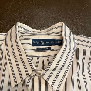 Mens Polo button down shirt in off-white with black pattern. 3xl